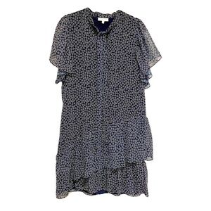 Waverly Grey Black (Blue?) and White Floral Dress Sz S